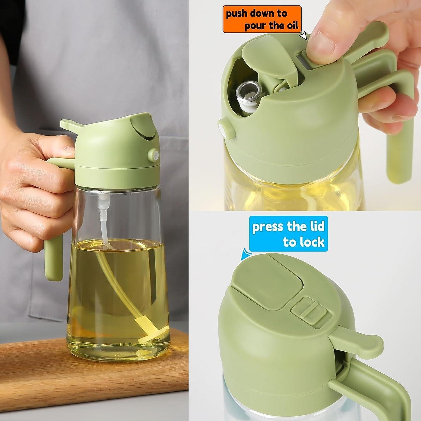 500ml Portable Oil Sprayer & Dispenser – Dual Mode for Cooking & Grilling