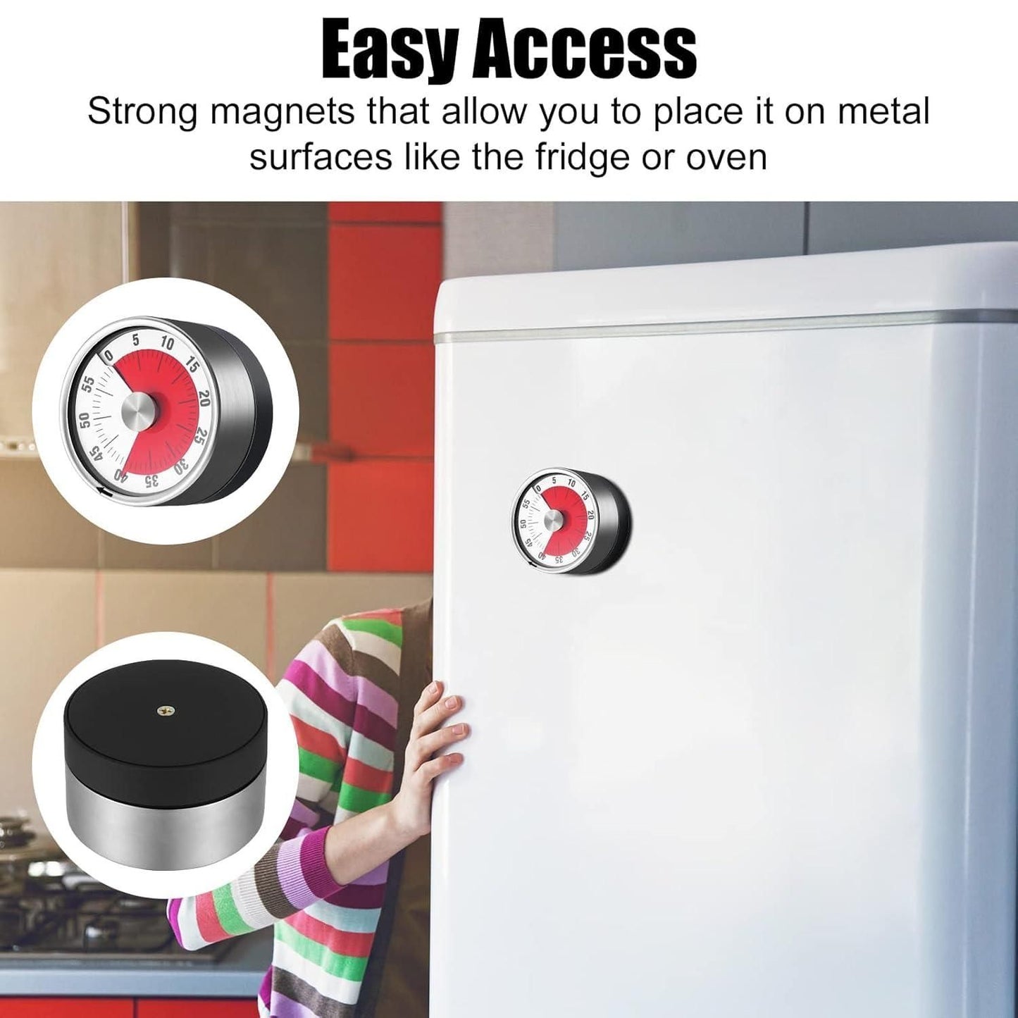 60-Minute Magnetic Timer with Loud Alarm – Stainless Steel
